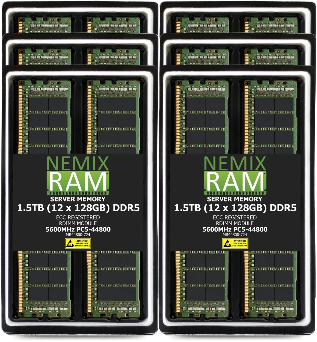 NEMIX RAM NEMIX RAM DDR5 1.5TB 12x128GB 5600MHz CL46 ECC RDIMM memory upgrade — product photo