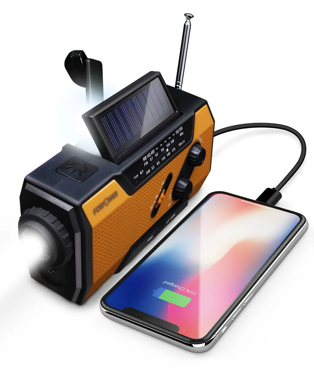 FosPower FosPower Emergency Solar Crank Radio 2000mAh Power Bank — product photo