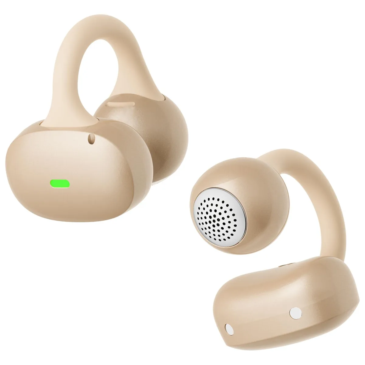 inscamera Clip On Earbuds White open-ear headphones 11mm 12h 50ft — product photo