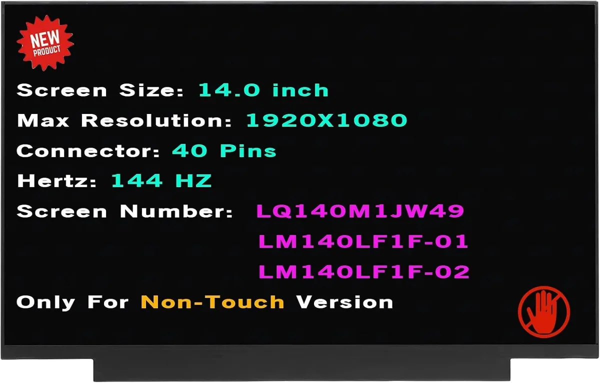 NUOLAISUN NUOLAISUN 14.0" FHD 1920x1080 120Hz 40-pin laptop screen — product photo