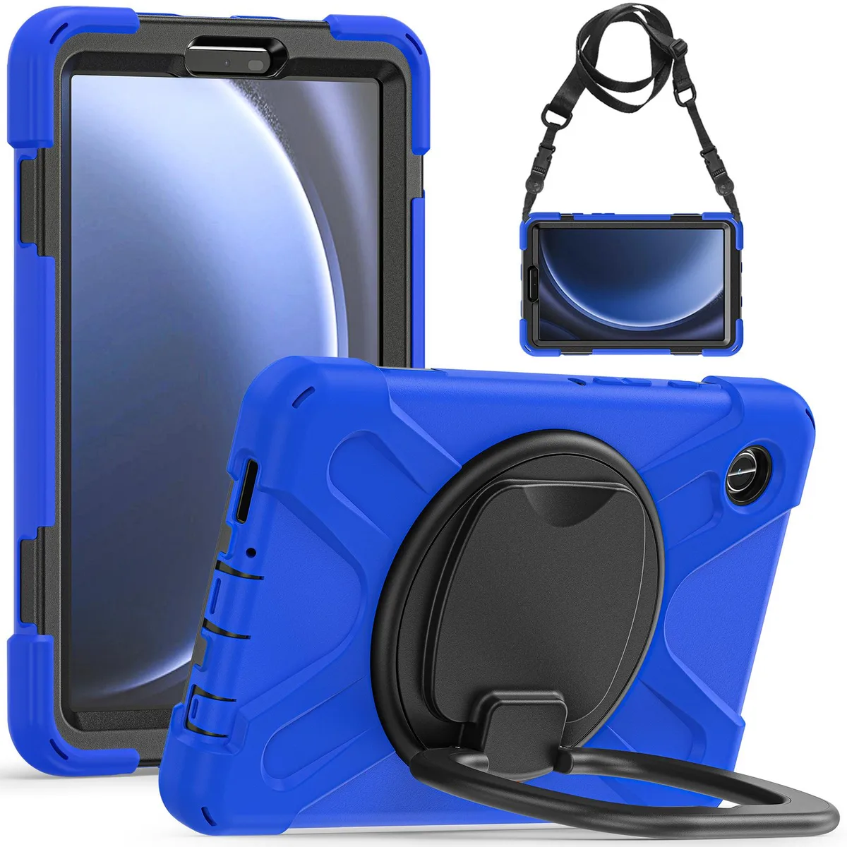 BONAEVER BONAEVER SM-X110/SM-X115/SM-X117 rugged military grade rotatable stand shoulder strap laptop case Blue — product photo
