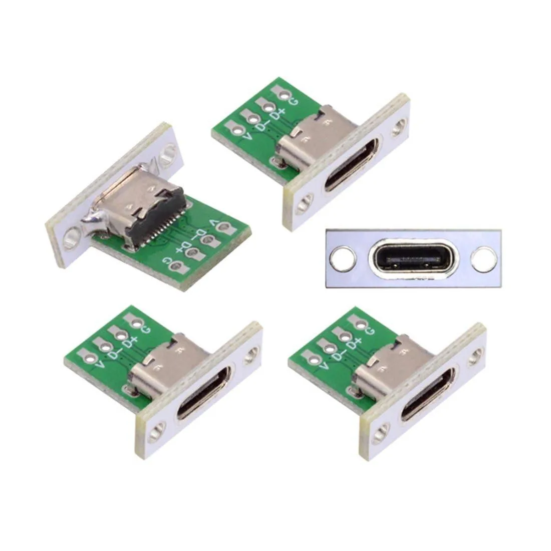 LORDWORLD LORDWORLD 5 Pack USB C 24Pin Female Socket Solder Adapter Panel Mount — product photo
