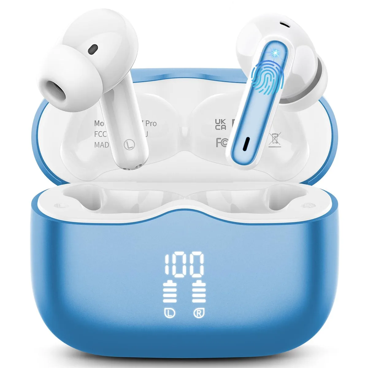 No Sew No Sew A97 Pro Wireless Earbuds Bluetooth 5.4 Lake Blue — product photo