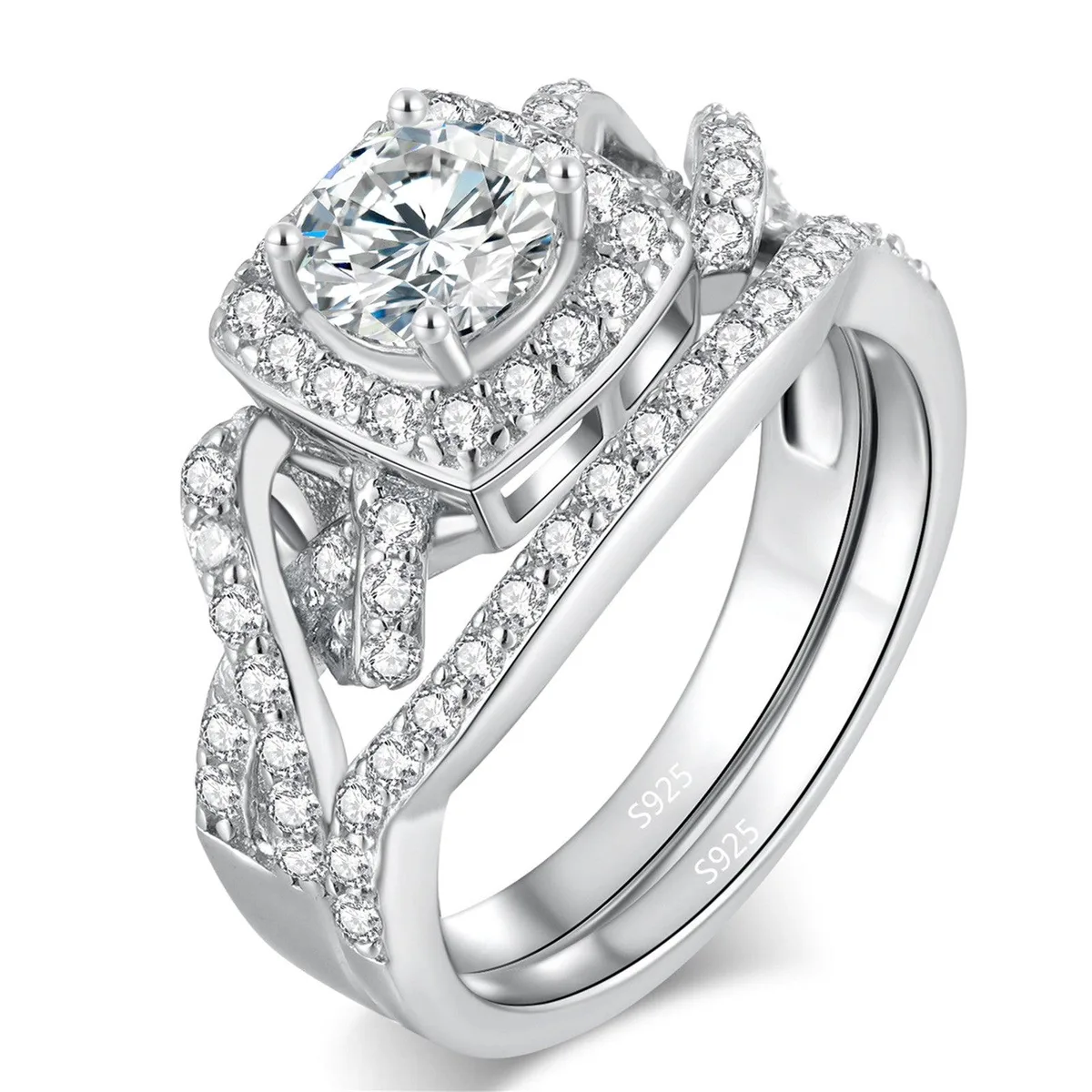 Mabella Fashion Mabella Fashion Infinity Bridal Set 925 Sterling Silver CZ 0.84 ct Size 5 — product photo