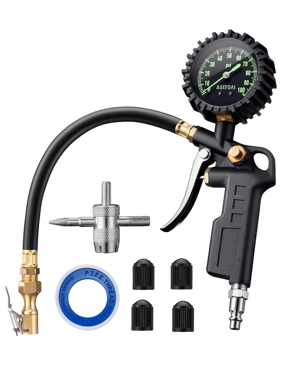 KEHIPI KEHIPI 100 PSI Analogue Tire Inflator Gauge 2.5" Glow Dial — product photo