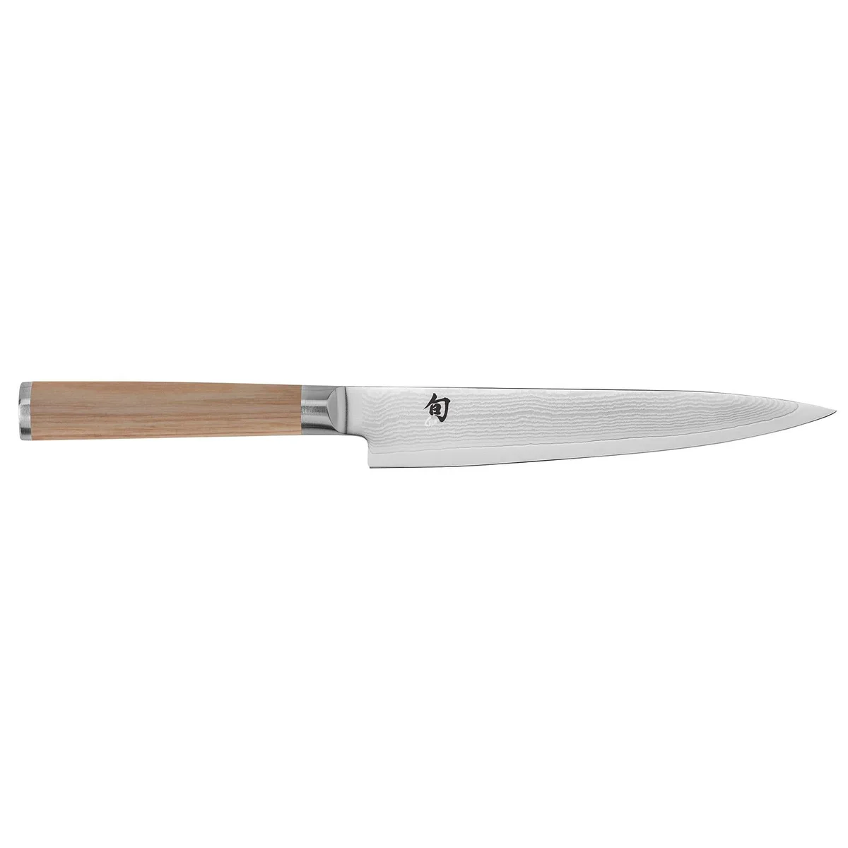 Shun Classic Blonde 6-inch utility knife with Damascus blade and light PakkaWood handle