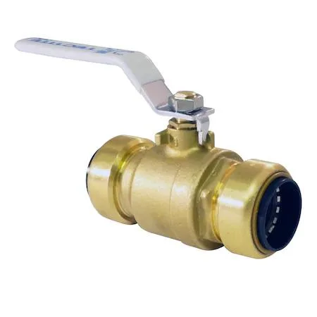 Brass push-to-connect ball valve with quarter-turn lever