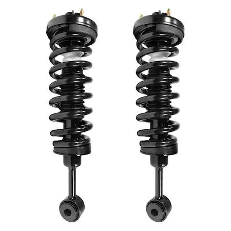 Unity front complete strut assembly kit, pair of silver coil-over units with top mounts, springs and hardware, new condition