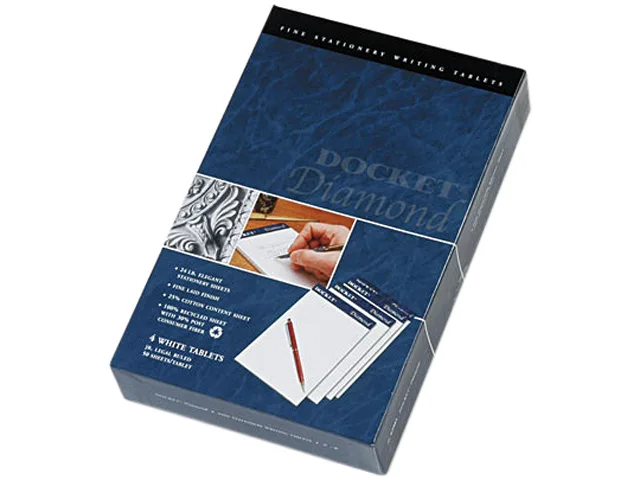 TOPS TOPS 63981 Docket Diamond Junior Legal Pad 5x8 White 4×50-Sheet Box — product photo