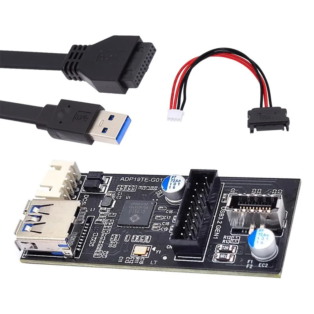 Vszerda Vszerda USB 3.0 19/20Pin & Type-E Splitter to Dual 20Pin & Type-E, 5Gbps, 11cm — product photo