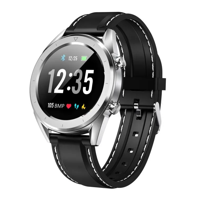 Black square smartwatch with 1.54 inch screen and silicone strap