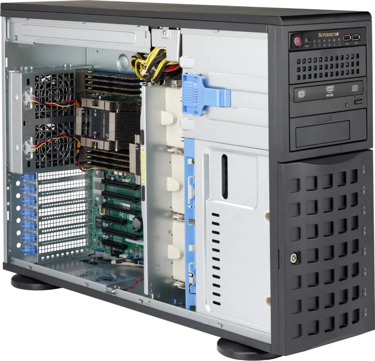 Supermicro Supermicro CSE-745BAC-R1K23B-SQ 4U server chassis 1200W redundant 8x 3.5/2.5 hot-swap — product photo