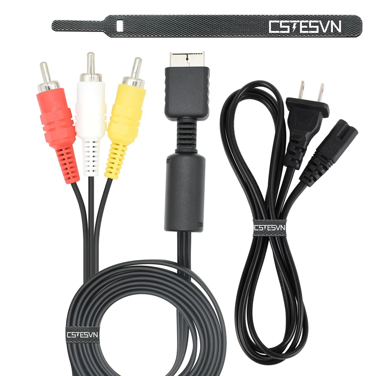  CSTESVN ACS28-AV RCA composite cable 6 ft black 5 connectors male-to-female short-circuit protection — product photo