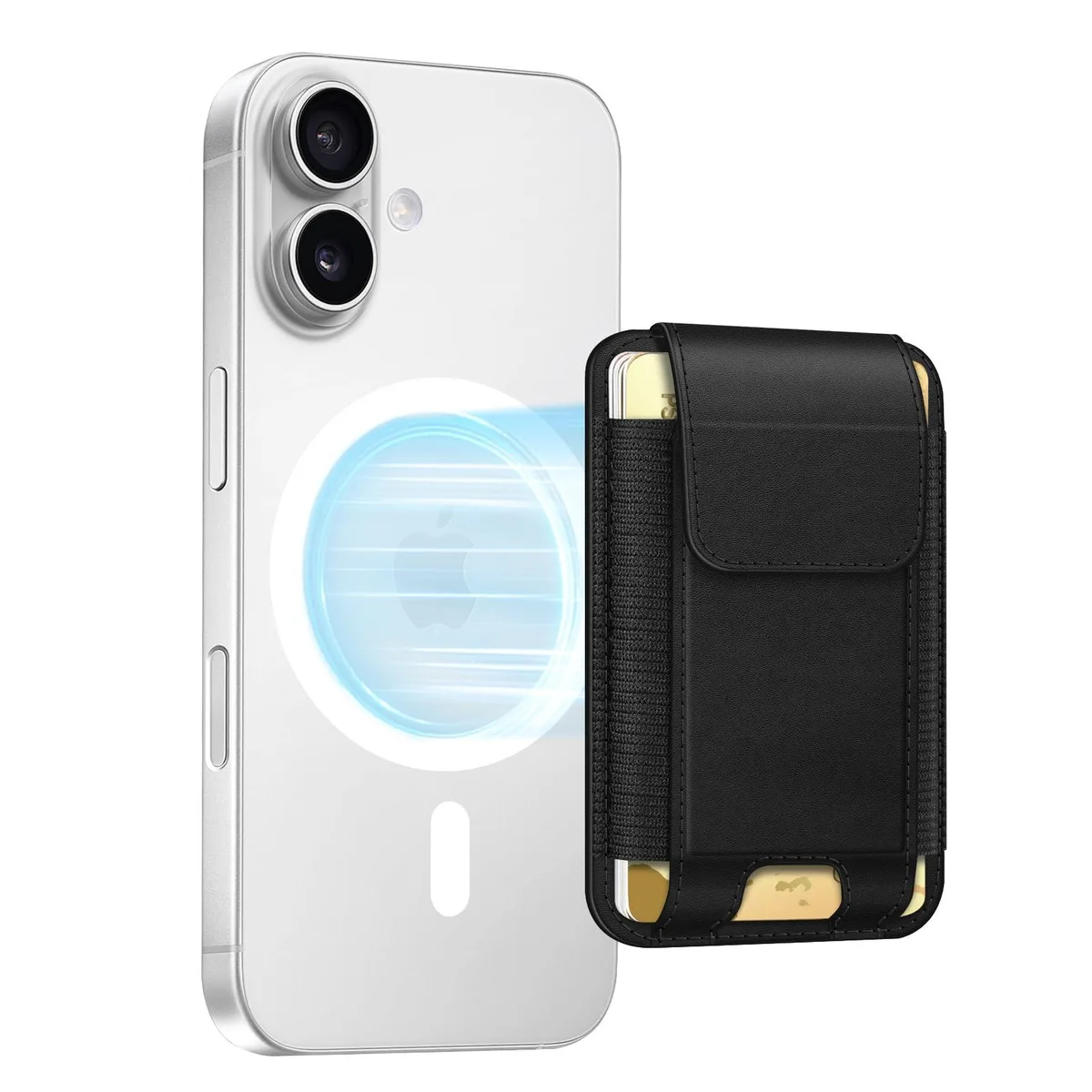 FINPAC Card Holder MagSafe Wallet Black 3.7 2.5 inches RFID 6 cards — product photo