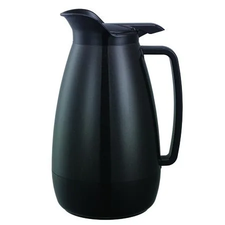 Black ABS plastic carafe with flip-top lid and metallic flake finish