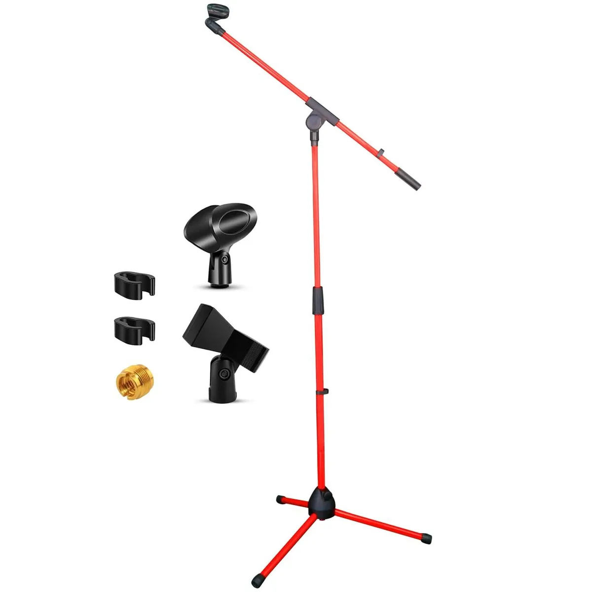 5 Core 5 Core MS 080 RED Tripod Mic Stand 18-72 Inch 29.5 Inch Boom Red — product photo