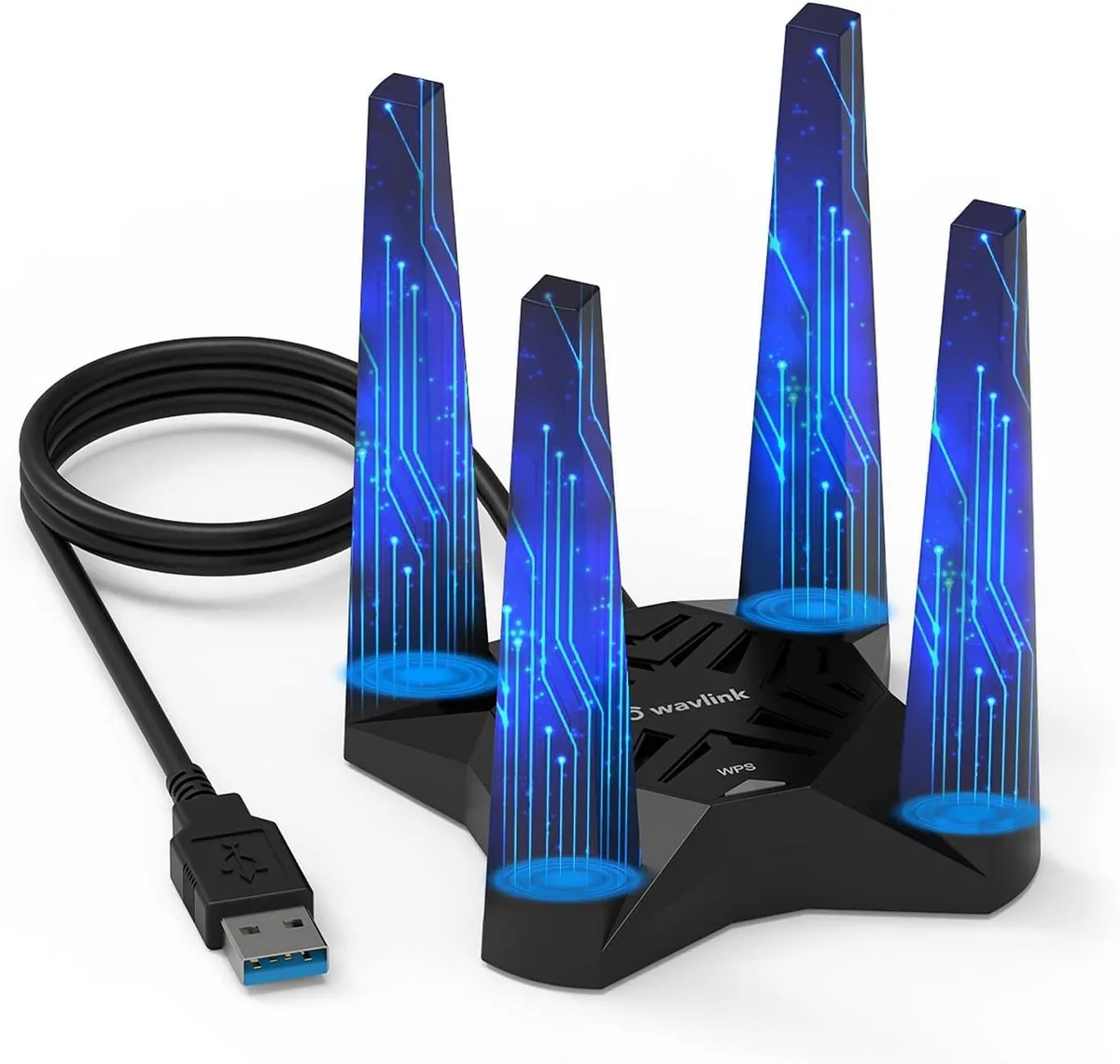 GCROWN GCROWN AC1900 USB 3.0 Wi-Fi Adapter Dual Band 2.4/5.8 GHz 4 Antennas — product photo