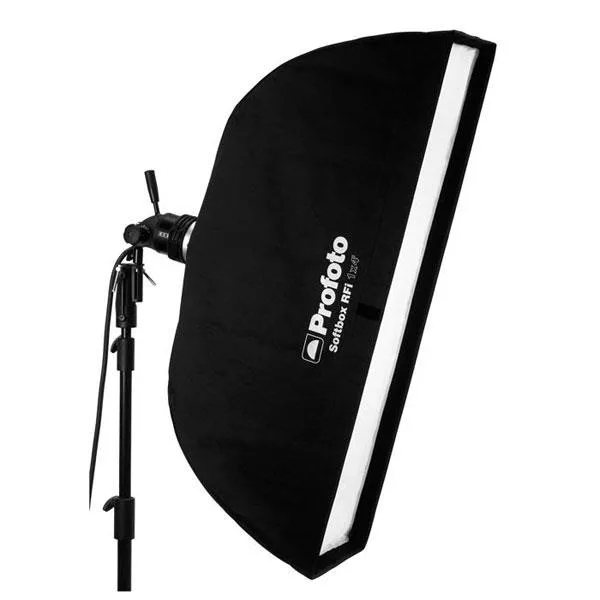 Rectangular silver-lined softbox strip with dual diffusers and color-coded speedring