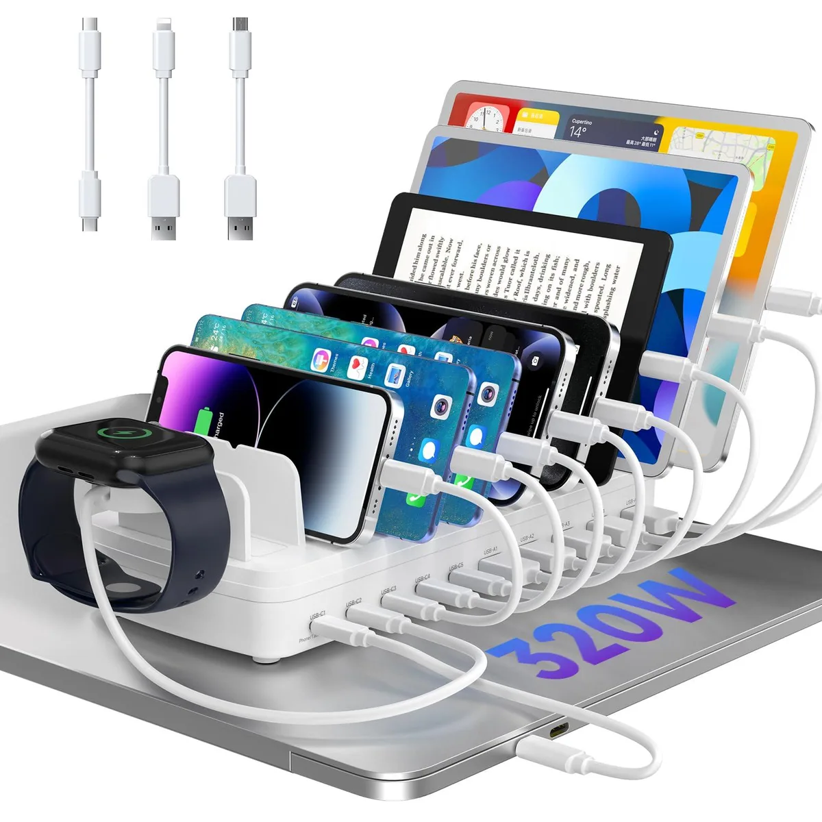  MERGROLY LZZC-3A3C-06 320W 10-Port USB Charger — product photo