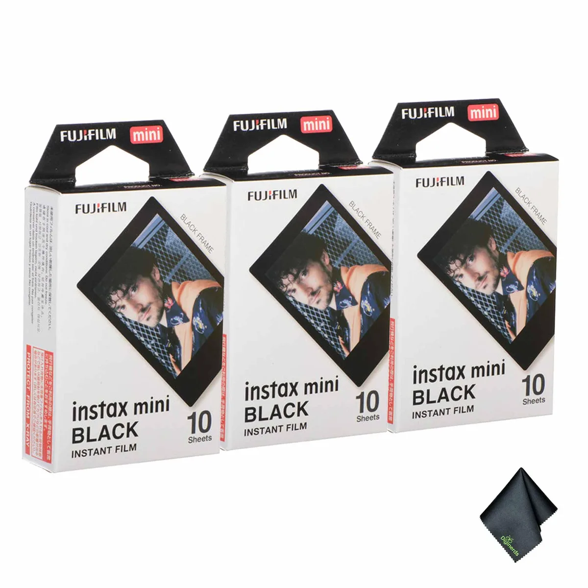 FUJIFILM FUJIFILM INSTAX MINI Black Instant Film 10 Exposures Bundle with Cloth — product photo
