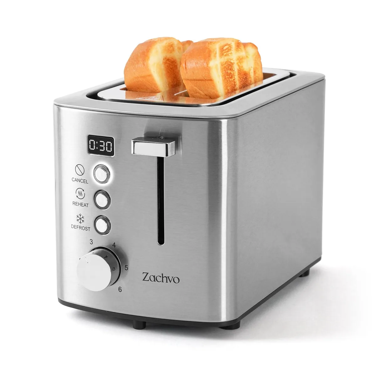  ZACHVO MT-353B-SIL-US 2 Slice Toaster 800W Stainless Steel — product photo