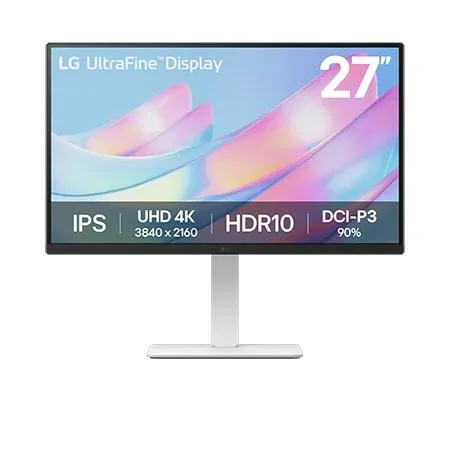 LG Electronics 27US550-W.AEK 27 inch monitor on a stand, white finish