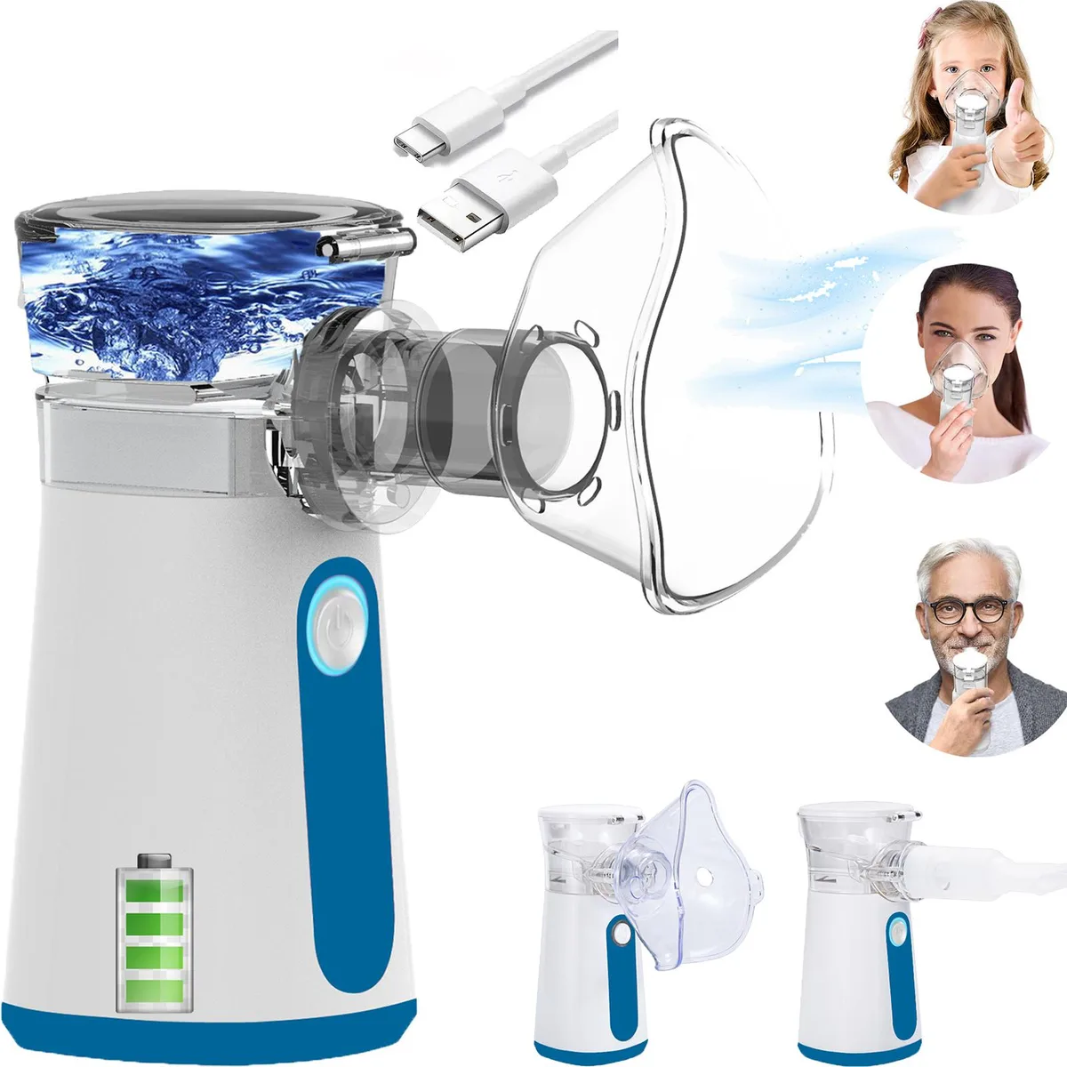 Mericonn Mericonn Portable Nebulizer USB-C Rechargeable 3 Masks 80 min 12 ml 0.18 lbs — product photo