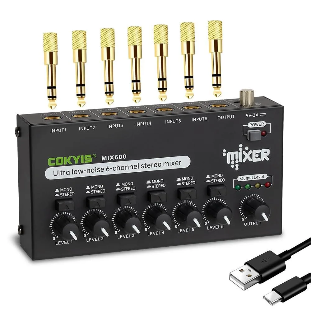  COKYIS MIX600 6-Channel Audio Mixer 1.3 x 5.7 x 2.91 in — product photo