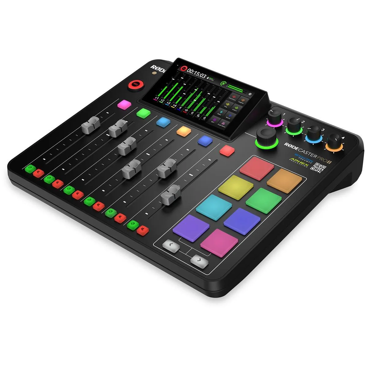 RODE Microphone RODECaster Pro II Audio Production Studio, Black 5.5" touchscreen — product photo