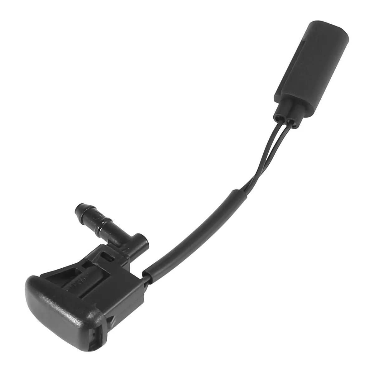 Black plastic windshield washer nozzle, rectangular, fifteen by four centimetres, single unit