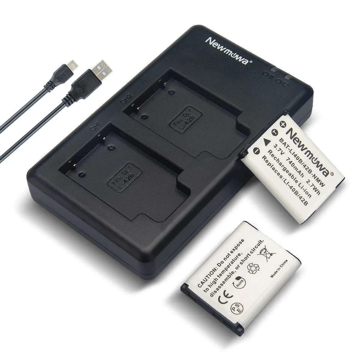  Accessory Power Li-42B Battery 2-Pack with Dual USB Charger 740mAh 3.7V — product photo