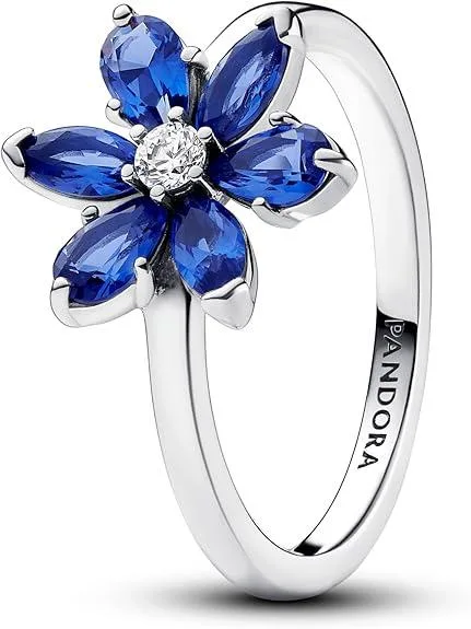 PANDORA PANDORA Sparkling Herbarium Cluster Ring — Sterling Silver, Blue &amp; Clear Stones — product photo