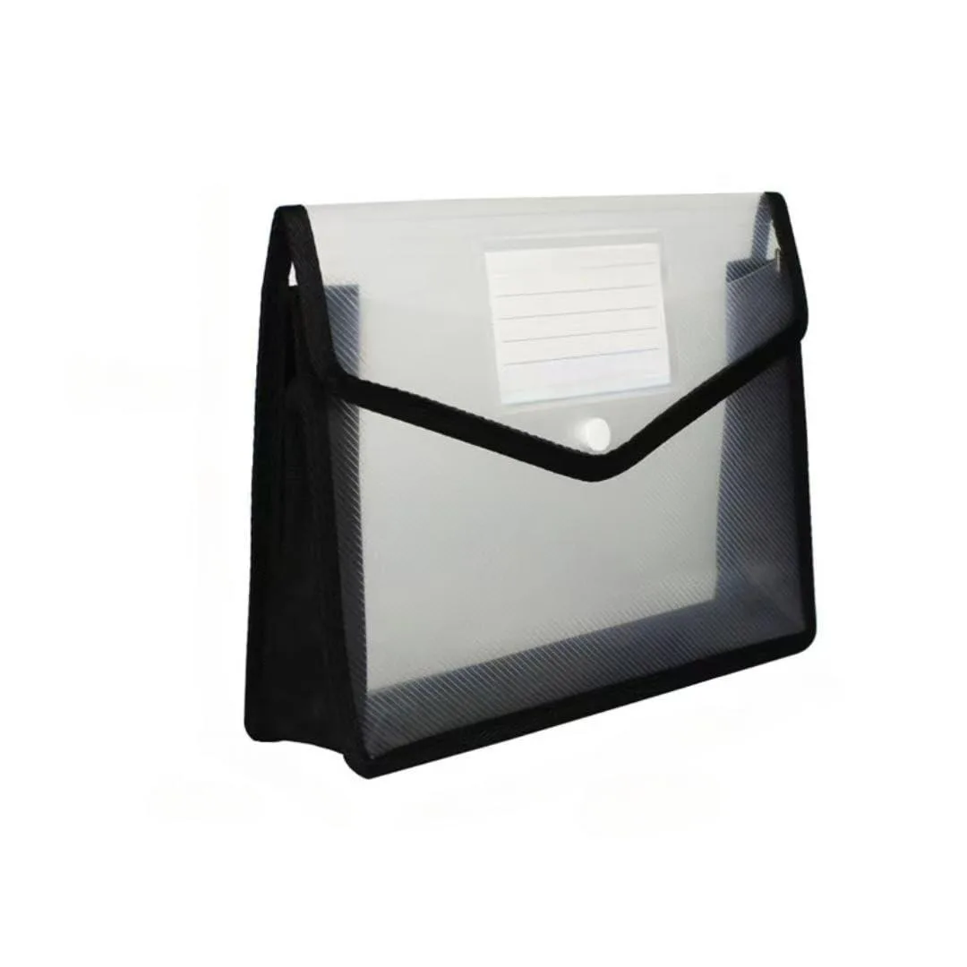 White plastic expanding file folder A4 size snap closure 33×25 cm