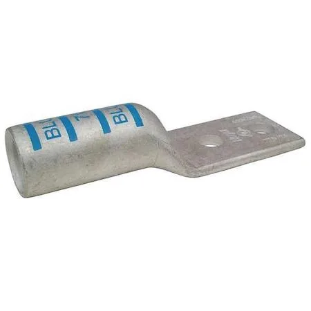 Copper two-hole compression lug, straight tongue, blue colour code