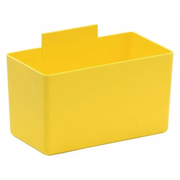 Yellow plastic bin cups, shallow rectangular form