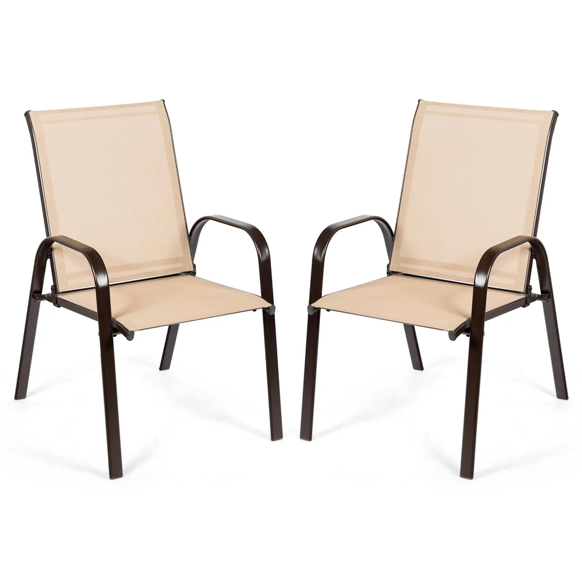 SlickBlue SlickBlue 2 Pcs Patio Dining Chairs with Armrest Beige — product photo