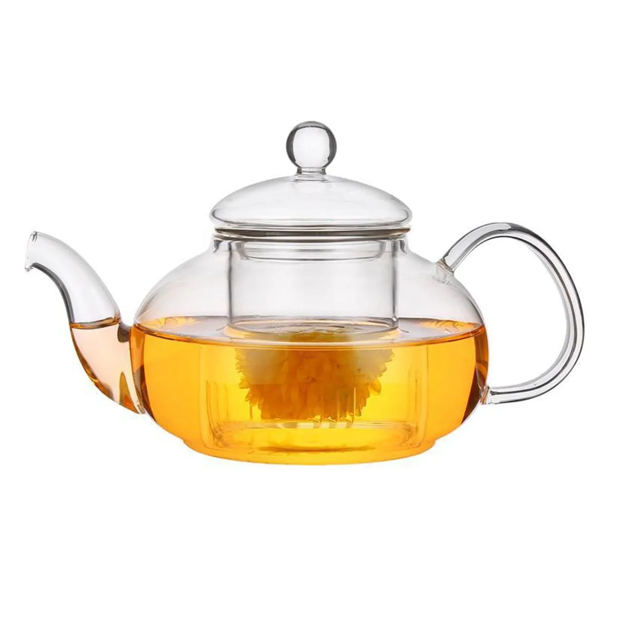 Clear glass teapot with removable infuser, 20.3oz capacity