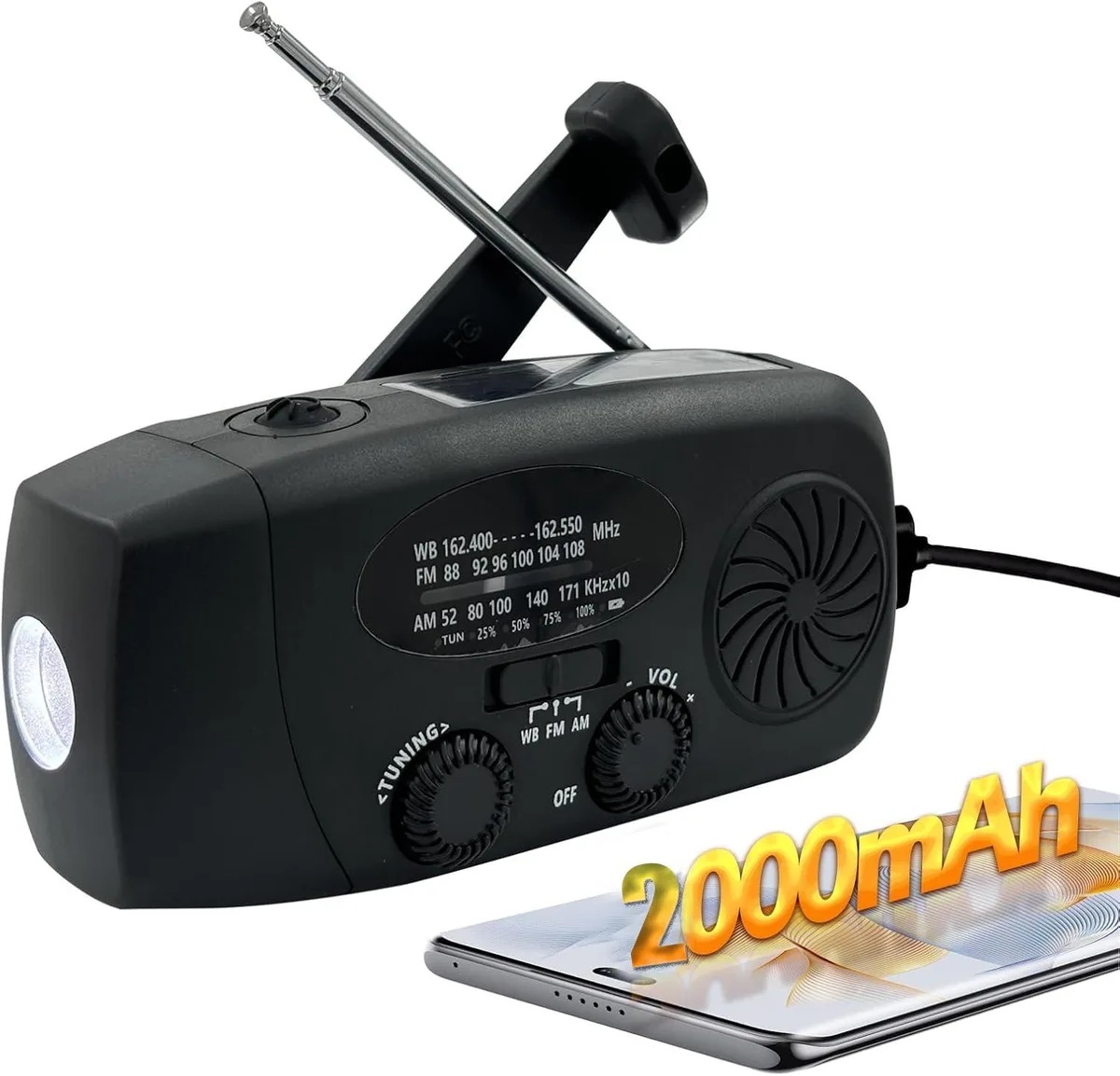 sonicRapid RT-radio-back-01 Emergency Radio 2000mAh Black — product photo