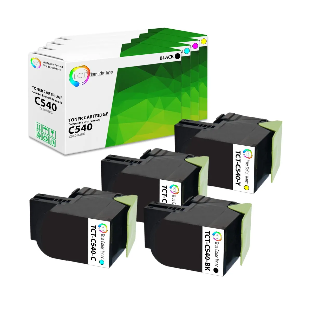 True Color Toner True Color Toner 4-pack toner cartridge C540H2KG C540H2CG C540H2MG C540H2YG 2500/2000 pages — product photo