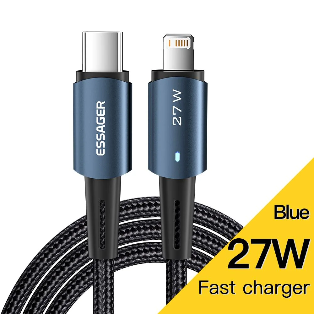 ESTONE ESTONE Essager CGI27W USB-C to Lightning Cable 3.3ft Blue 27W MFi Certified — product photo
