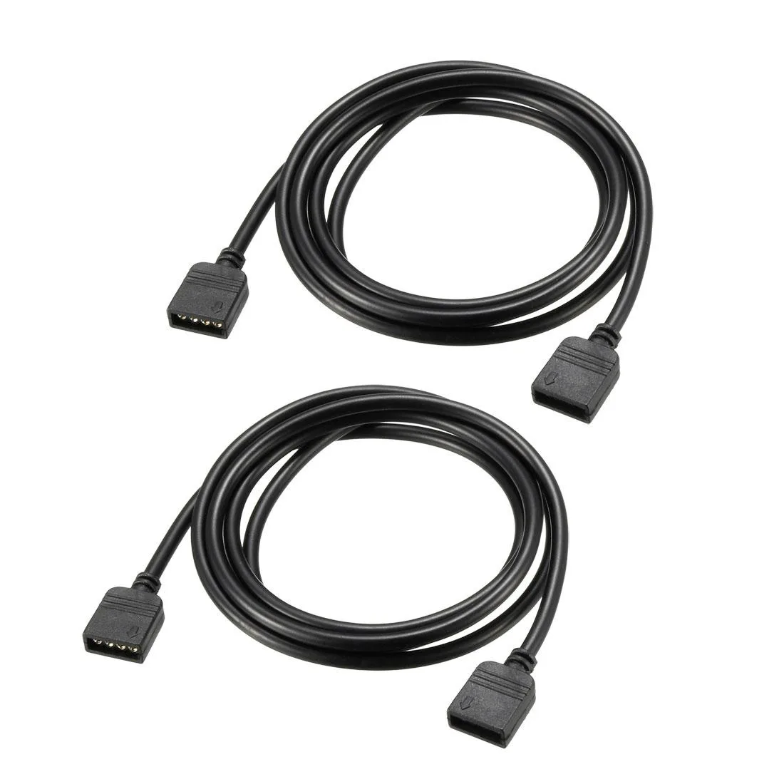 Two black RGB splitter cables with 4-pin female connectors at each end