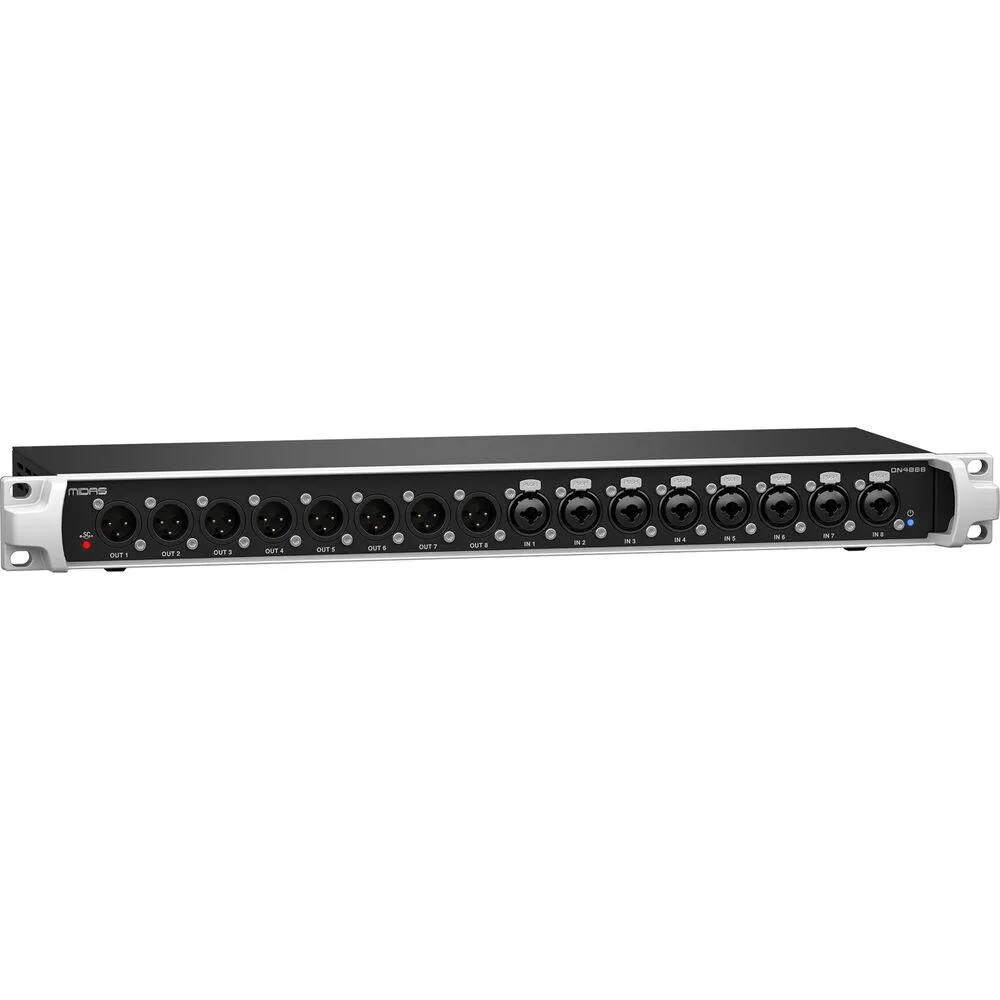 Silver 1 RU rack box with sixteen XLR connectors on the front