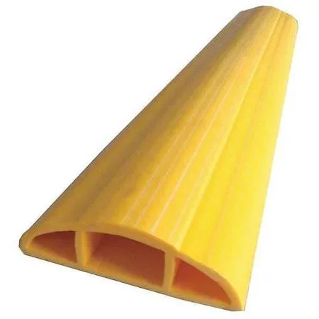 Yellow PVC cable protector, one channel, smooth finish, 25 ft length