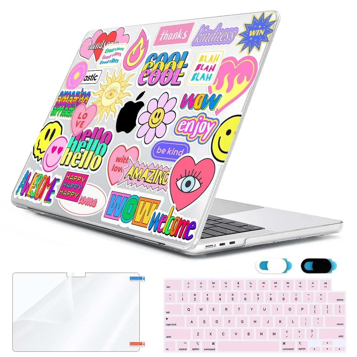 Alphacool Alphacool MacBook Pro 14" Hard Shell+Keyboard Cover+Screen Film+Webcam Cover, Trendy Patches — product photo