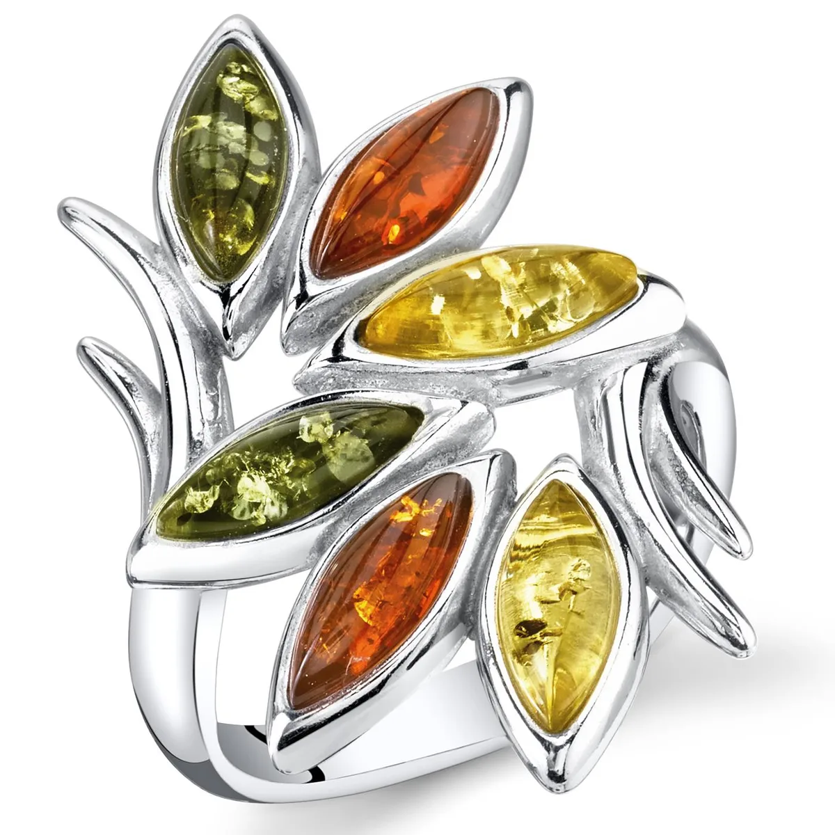 Oravo Oravo SR11320 Amber Leaf Branch Ring Sterling Silver 925 4.5g — product photo