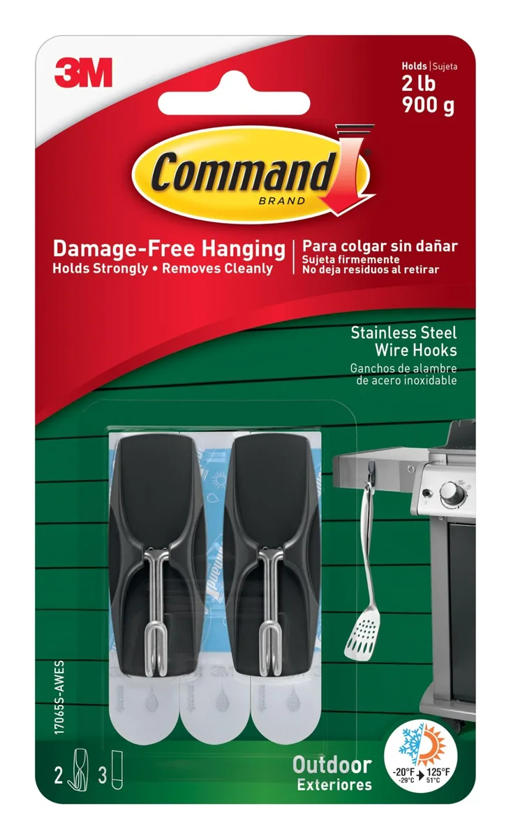 Two black wire toggle hooks with adhesive strips