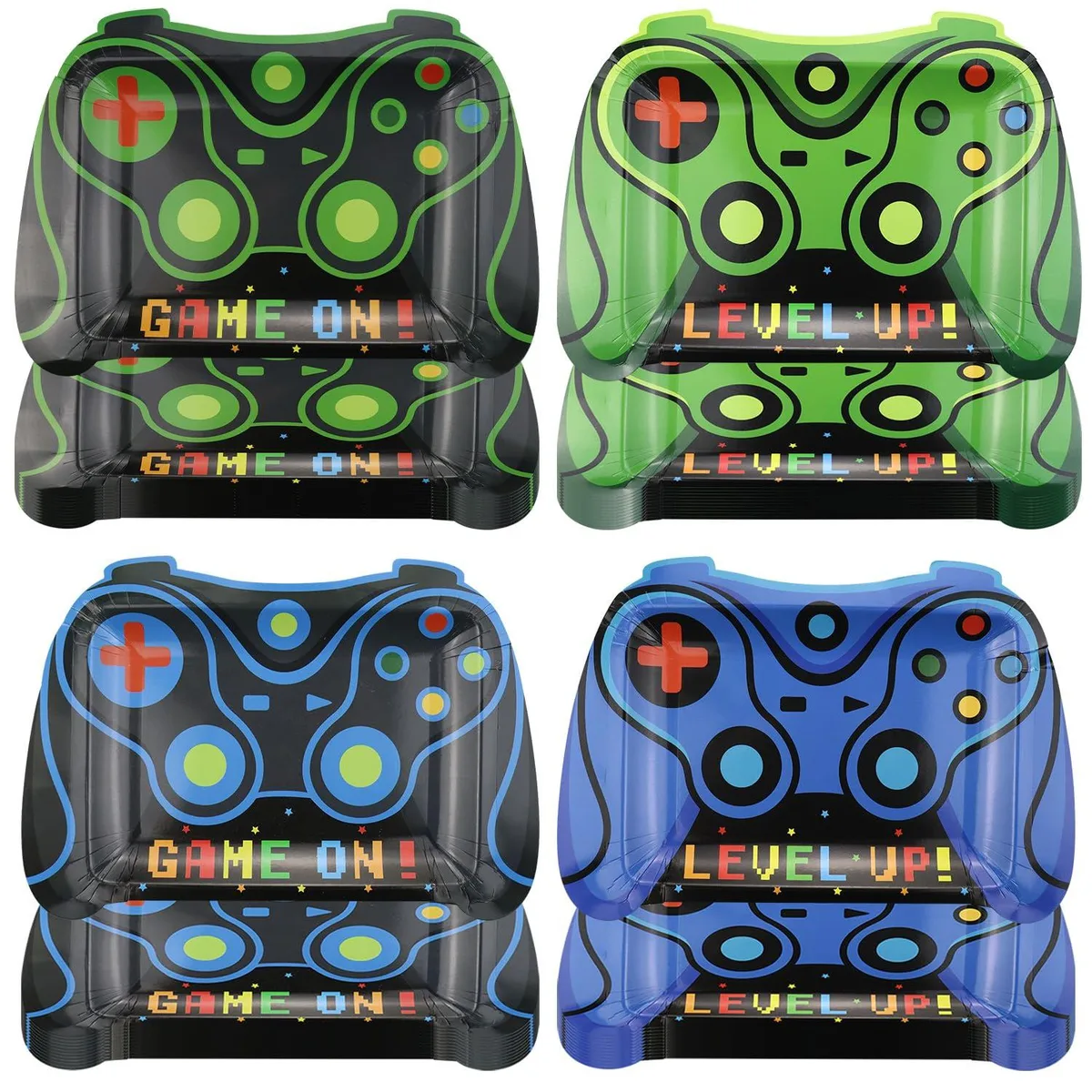 No Sew No Sew 40 Pcs Video Game Controller Plates Blue Green 9 x 12.5 inches party supply — product photo
