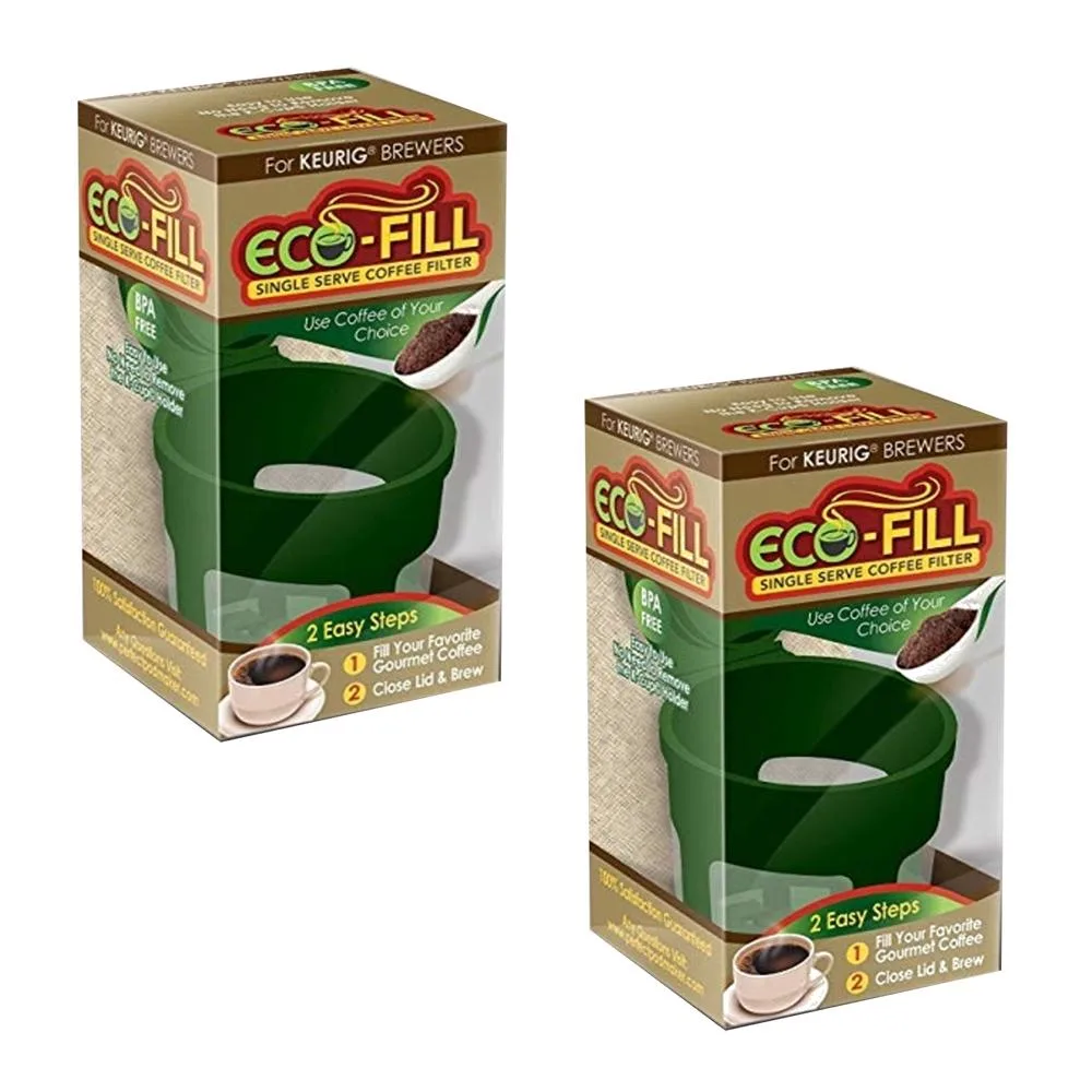 Two green refillable coffee capsules in a pack