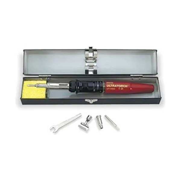 Silver butane soldering iron kit in steel case