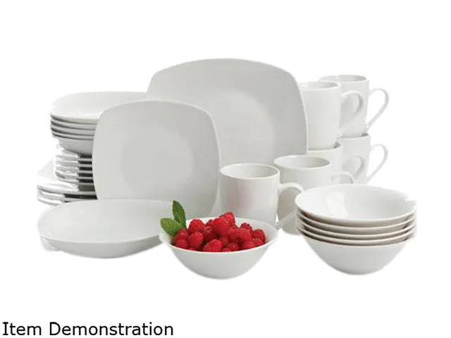 Gibson Gibson 108050.3 Hagen 30 piece dinnerware set, white, square ceramic — product photo